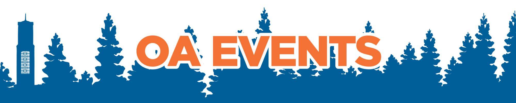 OA Events text over silhouetted trees